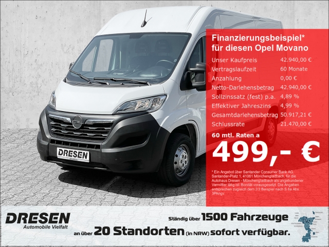 Opel Movano L4H2 3,5 t *Bluetooth*Flügeltüren 270°*Parkpilot*