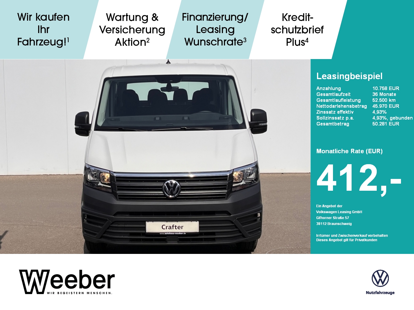 Volkswagen Crafter 35 DK 2.0 TDI Pritsche AHK Klima