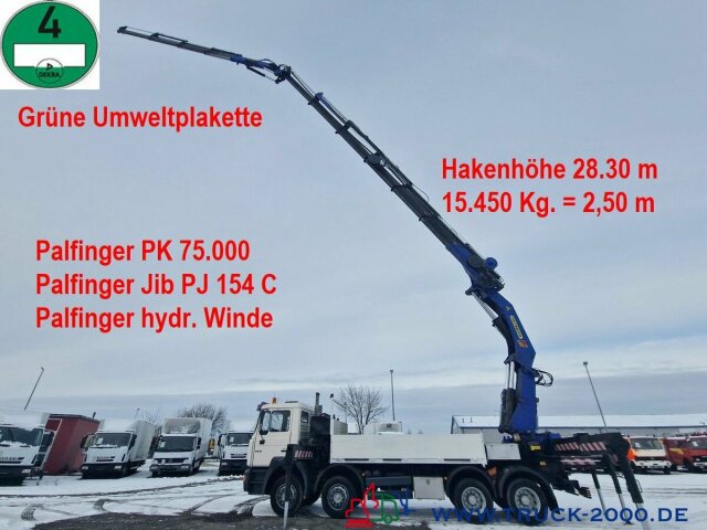 MAN 32.364 8x4 PK75000 Jib Winde Höhe 28m 16t./2.50m