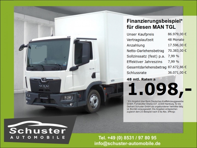 MAN TGL 7.190 4x2 BB Koffer+LBW*Tempom Klima Bluetoo