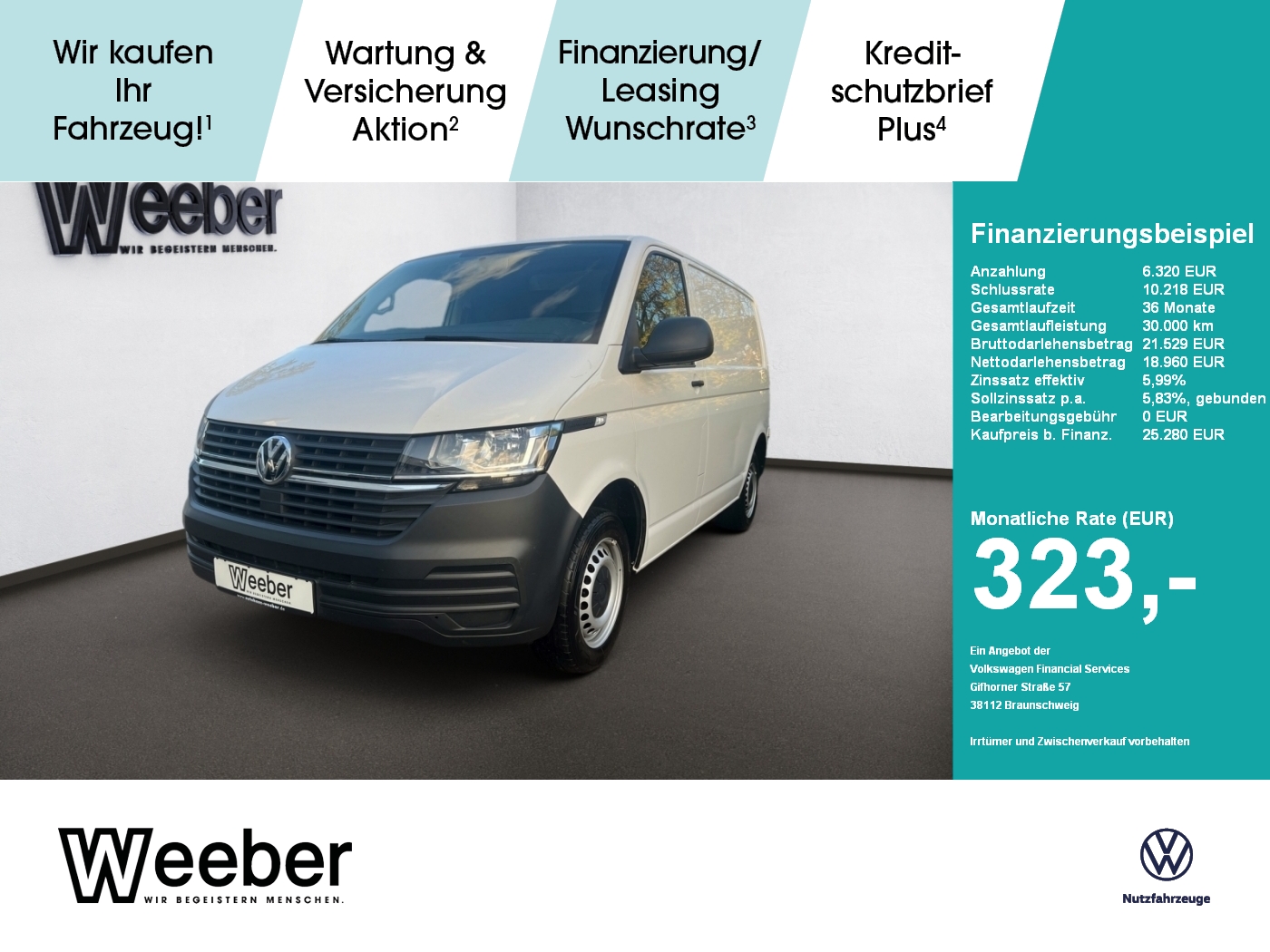 Volkswagen T6.1 Transporter Kasten Kasten FWD PDC Klima