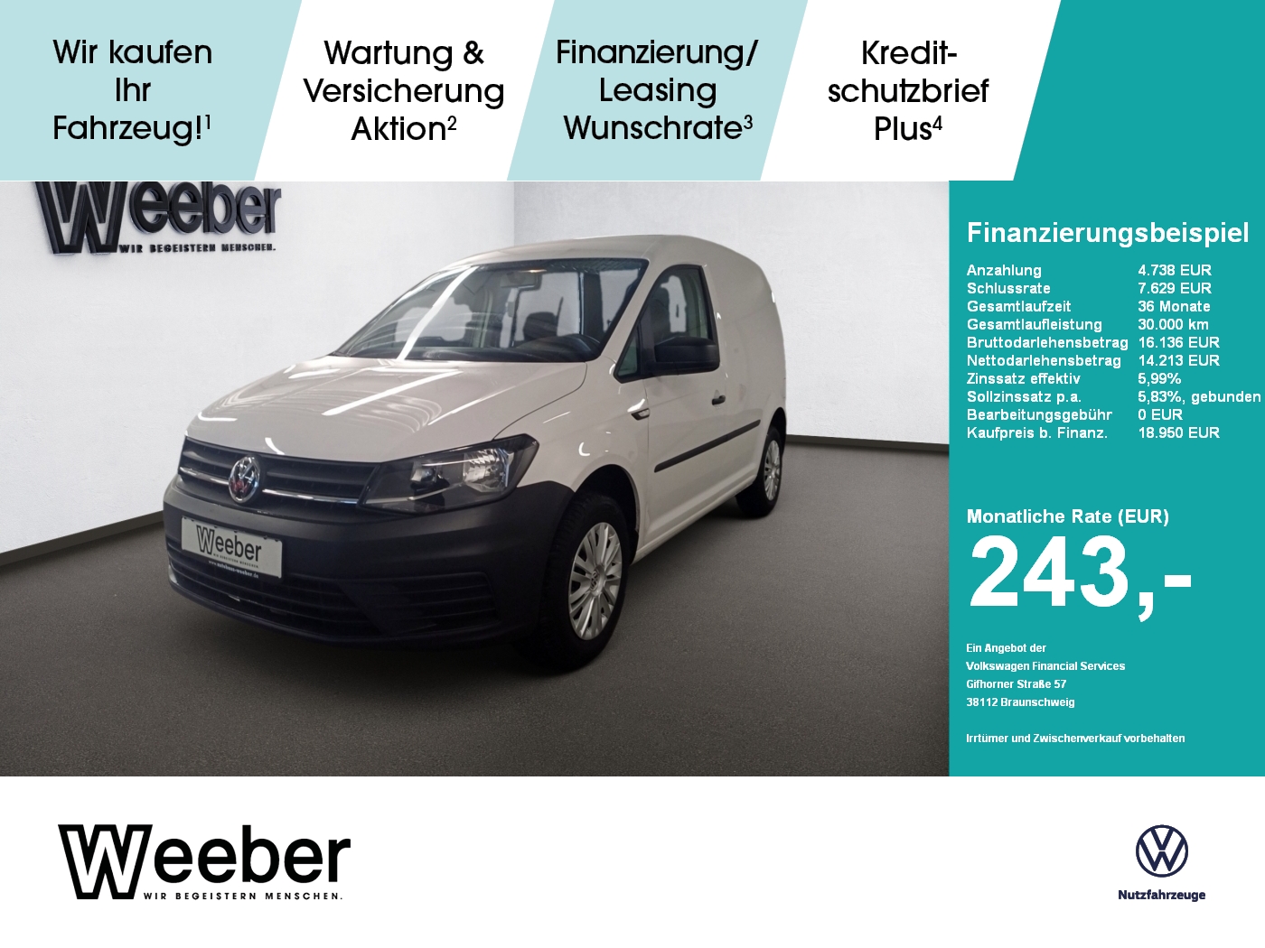 Volkswagen Caddy 2.0 TDI Kasten EcoProfi PDC Klima