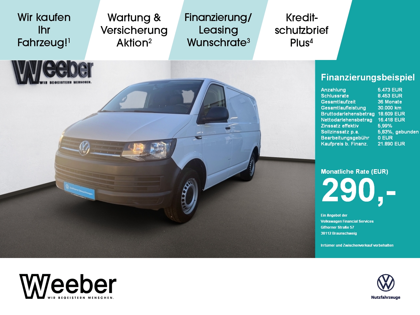 Volkswagen T6 Transporter Kasten EcoProfi PDC Klima