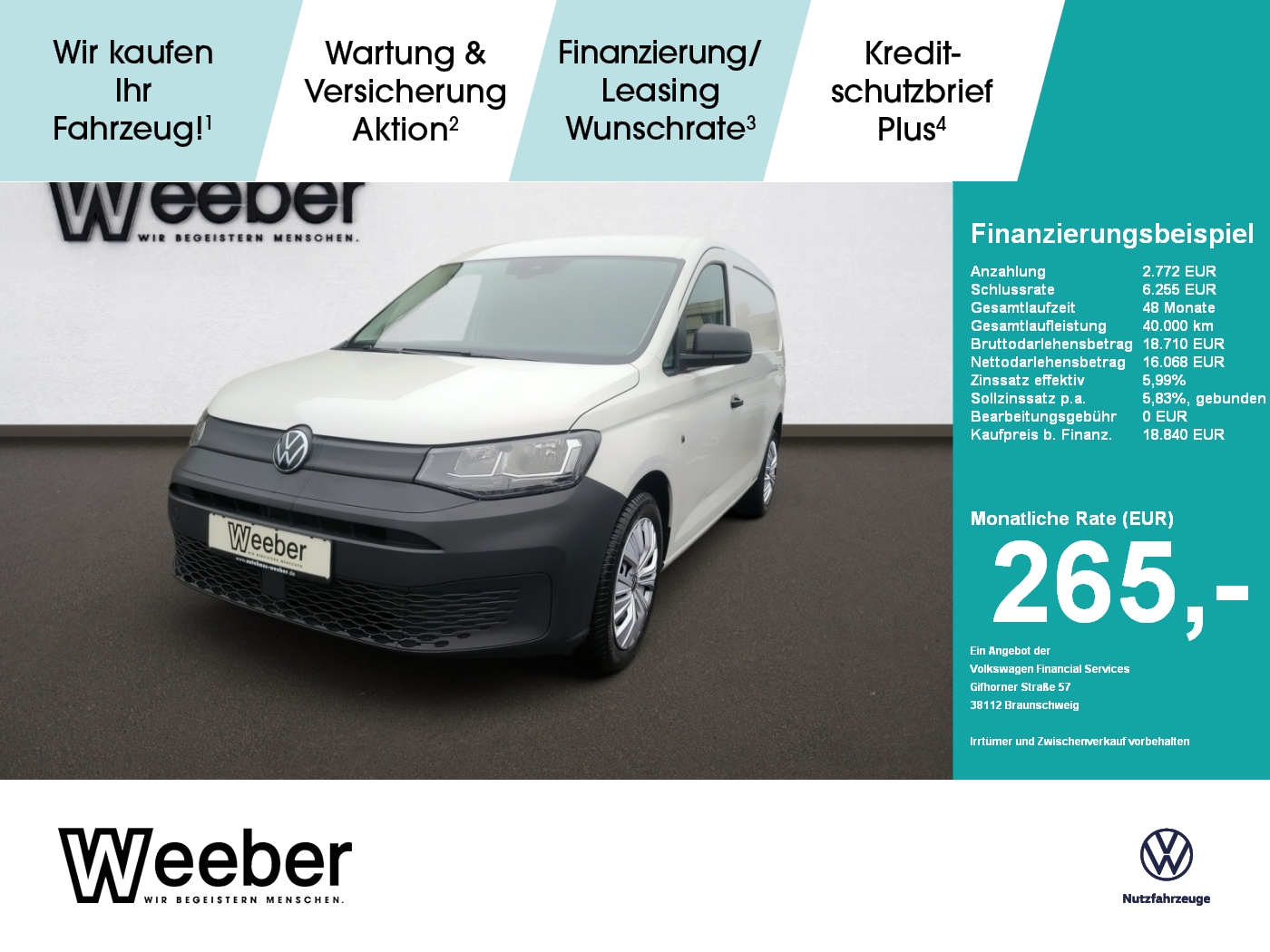 Volkswagen Caddy Cargo EcoProfi Maxi Klima