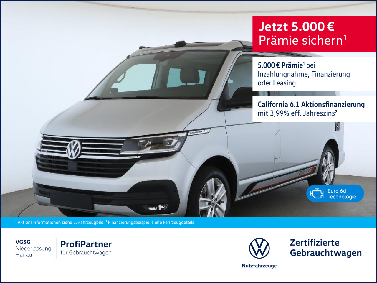 Volkswagen T6.1 California Ocean Edition DSG 4Motion AHK NAVI T6.1 California Ocean Edition DSG 4Motion AHK NAVI Bluetooth LED Klima Standhzg Einparkhilfe el. Fe