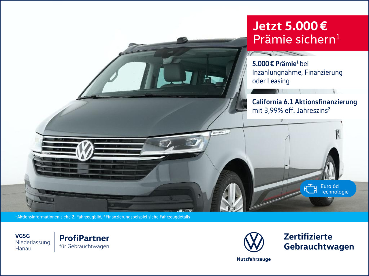 Volkswagen T6.1 California Ocean Edition 4Motion DSG Navi LED T6.1 California Ocean Edition 4Motion DSG Navi LED Bluetooth Klima Standhzg Einparkhilfe el. Fenste