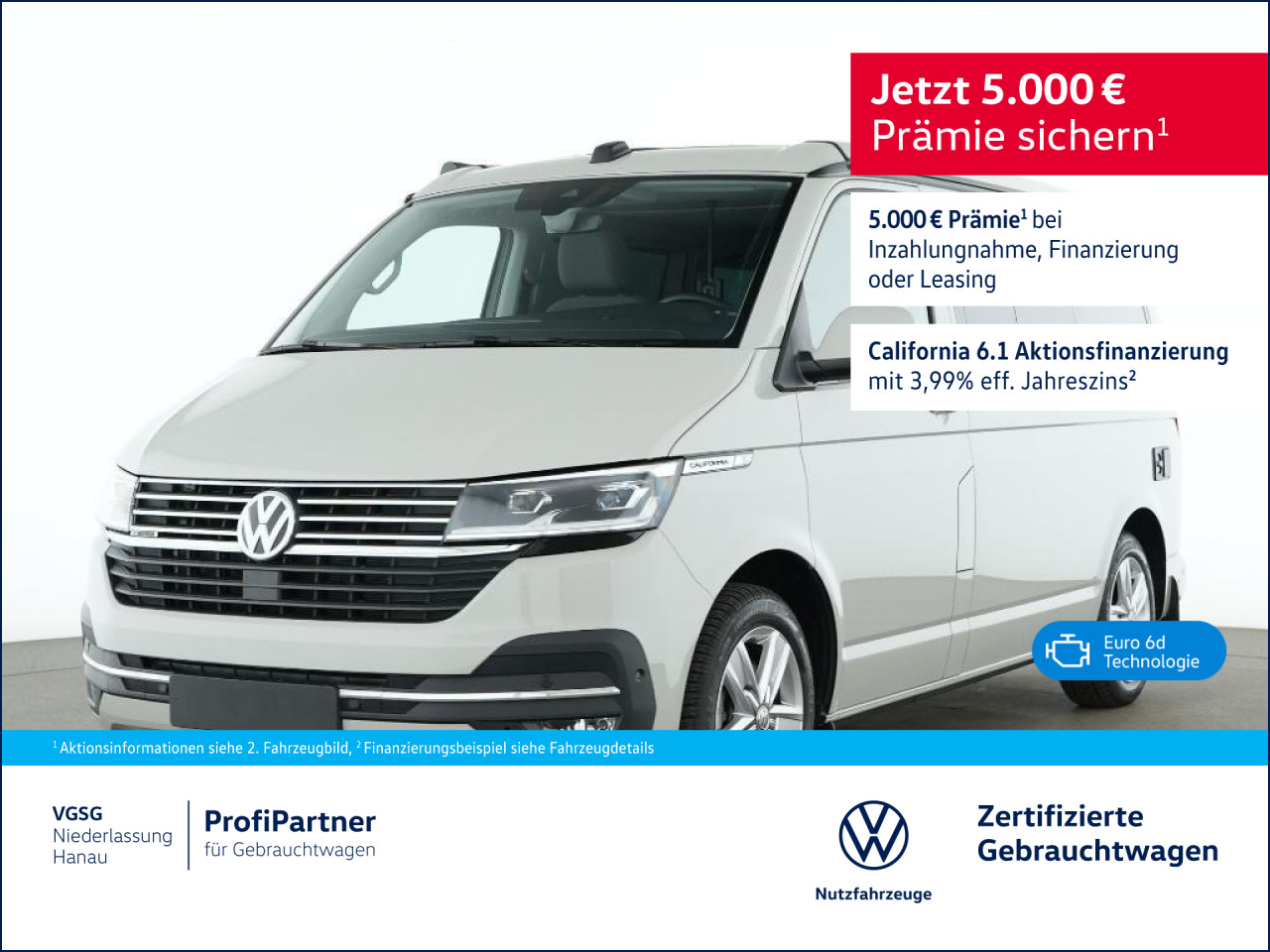 Volkswagen T6.1 California Ocean DSG 4Motion AHK DCC ACC Navi T6.1 California Ocean DSG 4Motion AHK DCC ACC Navi LED Klima Standhzg Einparkhilfe el. Fenster
