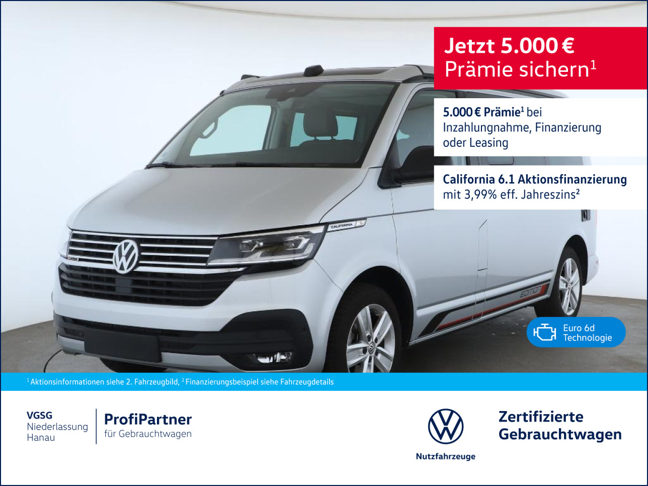 Volkswagen T6.1 California Ocean Edition 4Motion DSG 3 J. LED T6.1 California Ocean Edition 4Motion DSG 3 J. Bluetooth Navi LED Klima Standhzg Einparkhilfe el. F
