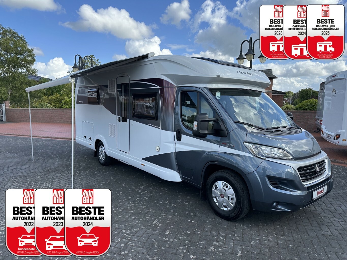 Hobby T75 HF Optima De Lux 4,25t NUR 1.800km! +TV+SAT+absenkbarer Fahrradträger+